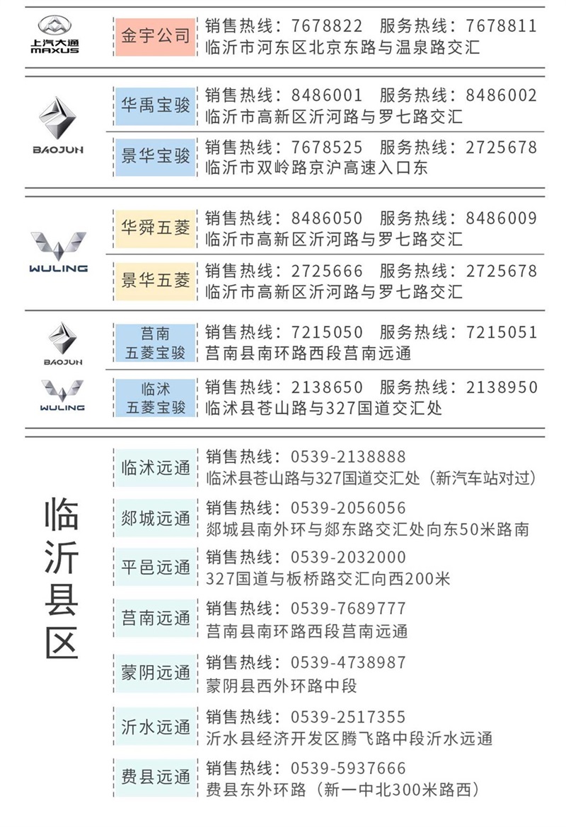 临沂汽车消费券远通集团适用门店#8784