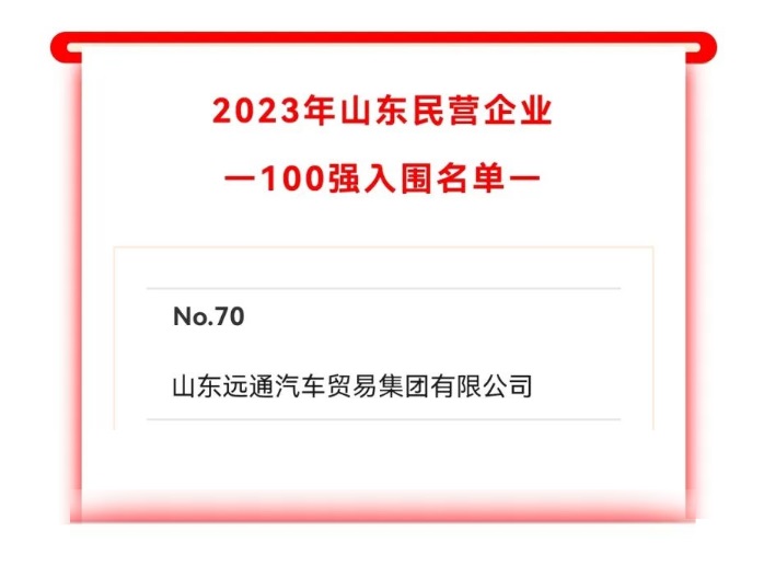 2023山东民营企业100强入围名单公示！远通集团上榜！#10242